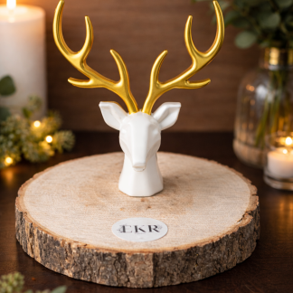 Tête de Cerf Décorative or et blanc