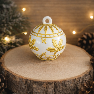 Boule de Noël artisanale en plâtre résine or